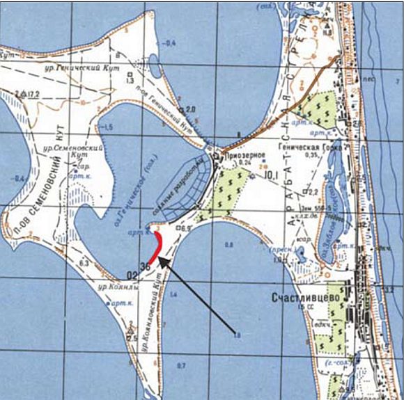 Коянловский Кут: местонахождение на карте Главного штаба СССР 1990
