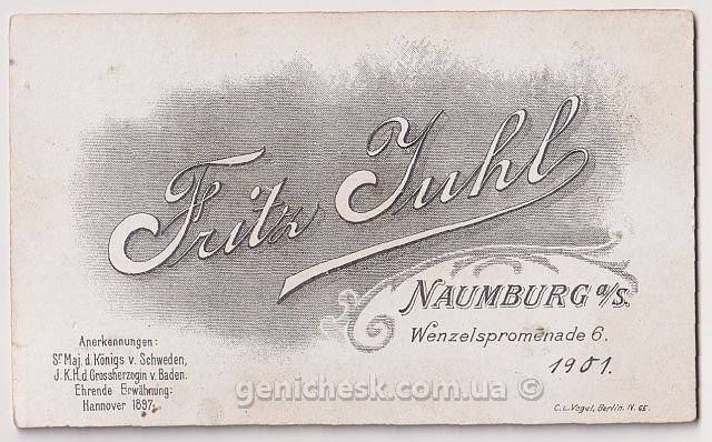 ������� �� ��������� 1901 ����: ������ Fritz Tuhlb � �������� ��������������� ��������